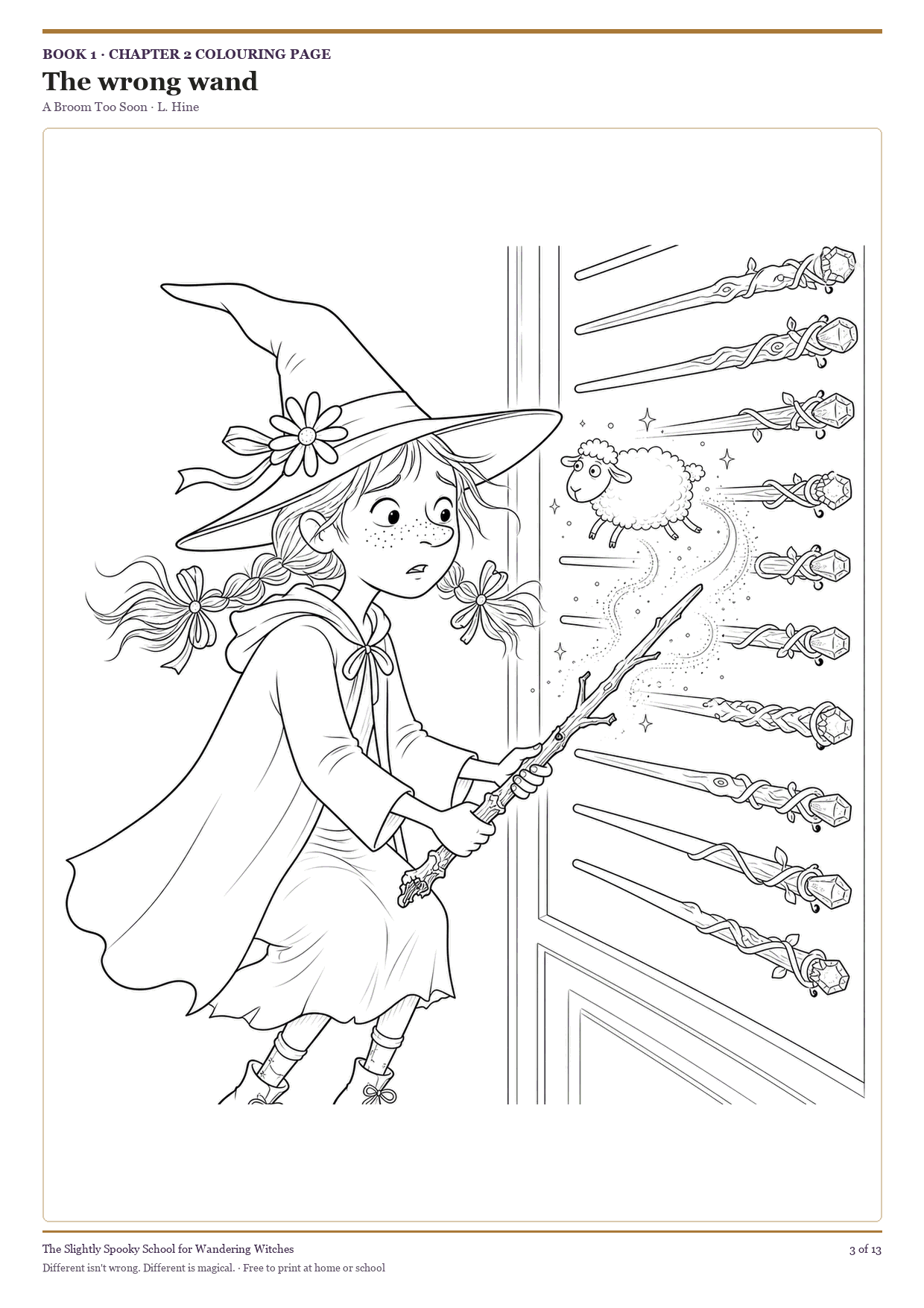 The wrong wand colouring page